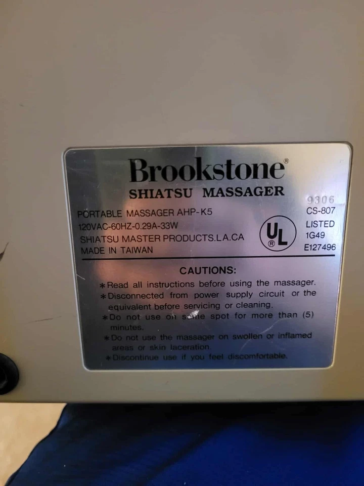 Masajeador Shiatsu Portátil BROOKSTONE Modelo AHP-K5 Probado Foto 3 de 3