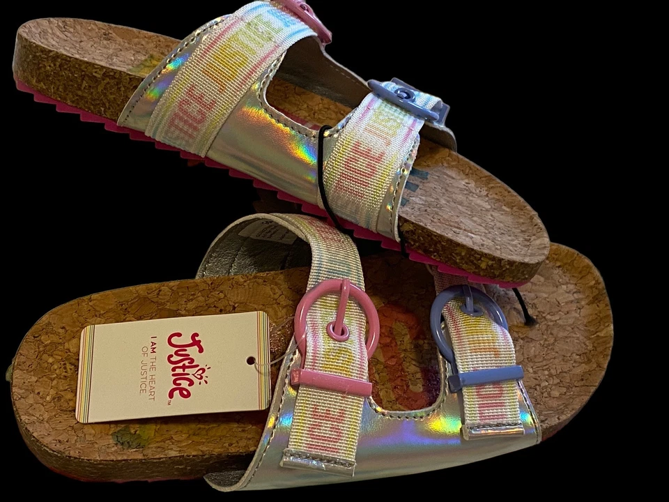 Sandalias para niñas Justice talla 5 zapatos sin cordones con plantilla nuevos con etiquetas Foto 2 de 4
