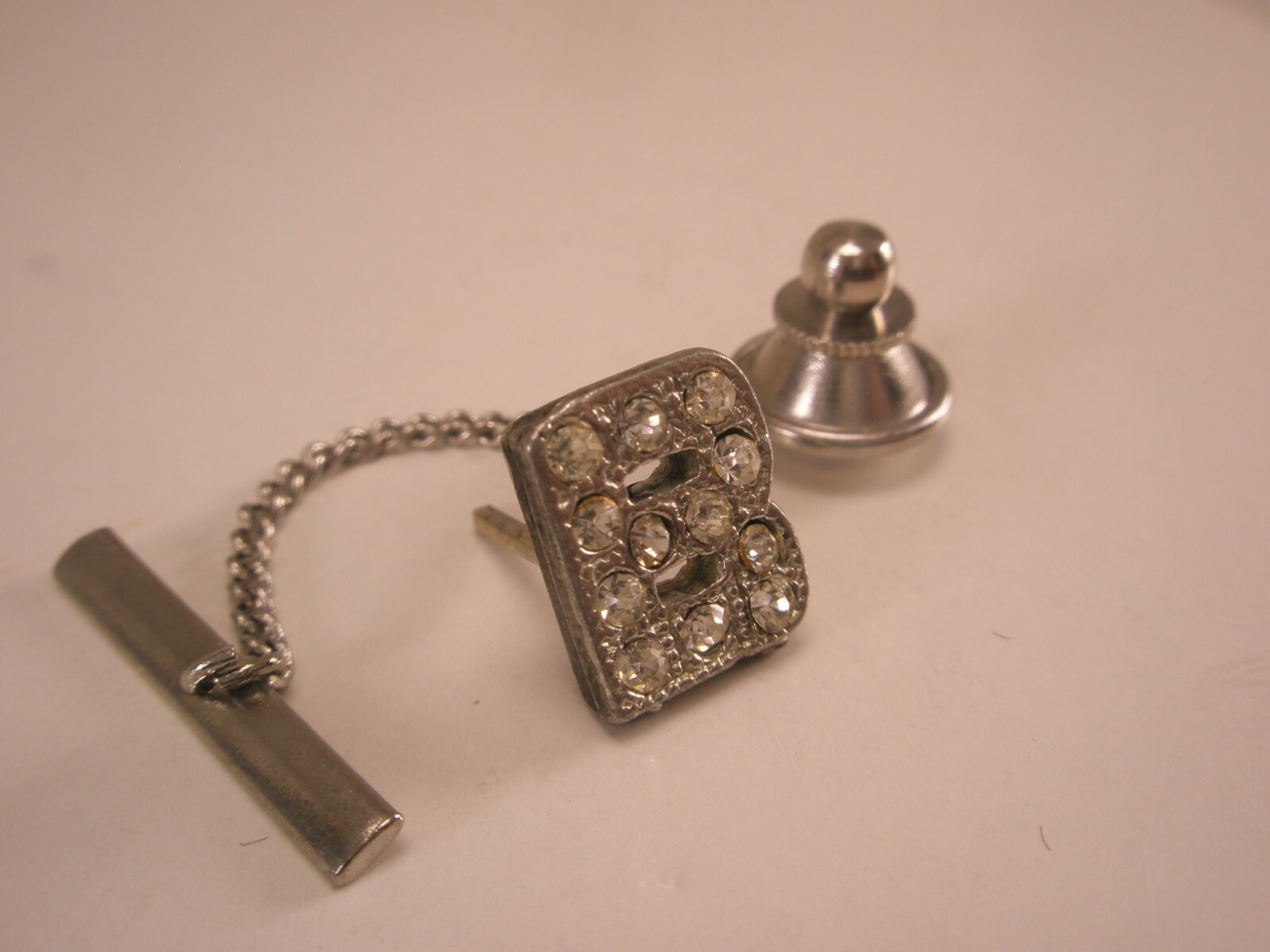 Rhinestone B Initials Monogram Letter Vintage Lap… - image 3