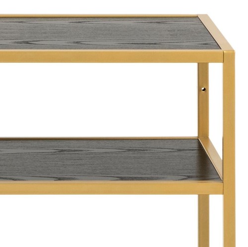 Seaford Console Table Glass Top Gold Metal Frame Shelf Shelving Unit New 100cm - Picture 7 of 9