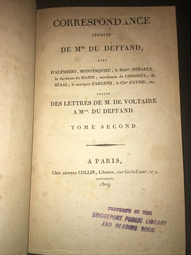 Correspondence Mme du Deffand 1809 FRENCH Saloon Art Society Letters Voltaire - Foto 9 di 12