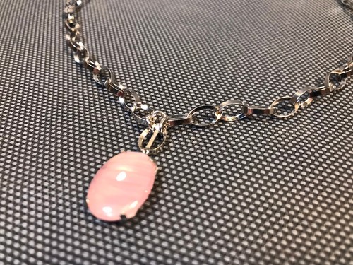 Collana IN Metallo Argentato Gioiello Fantasia Grandi a Maglie Con Perla Vintage - Foto 2 di 4