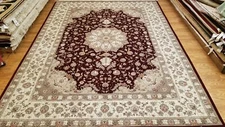 9' x 12' Maroon Hand Knotted 280 KPSI Masterpiece Wool & Silk Oriental Area Rug