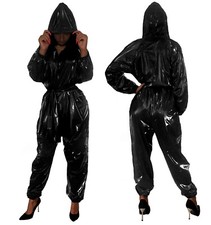 sexy PVC Strampler Saunaanzug Overall Spielanzug Windelhose 20028HL Schwarz Lack