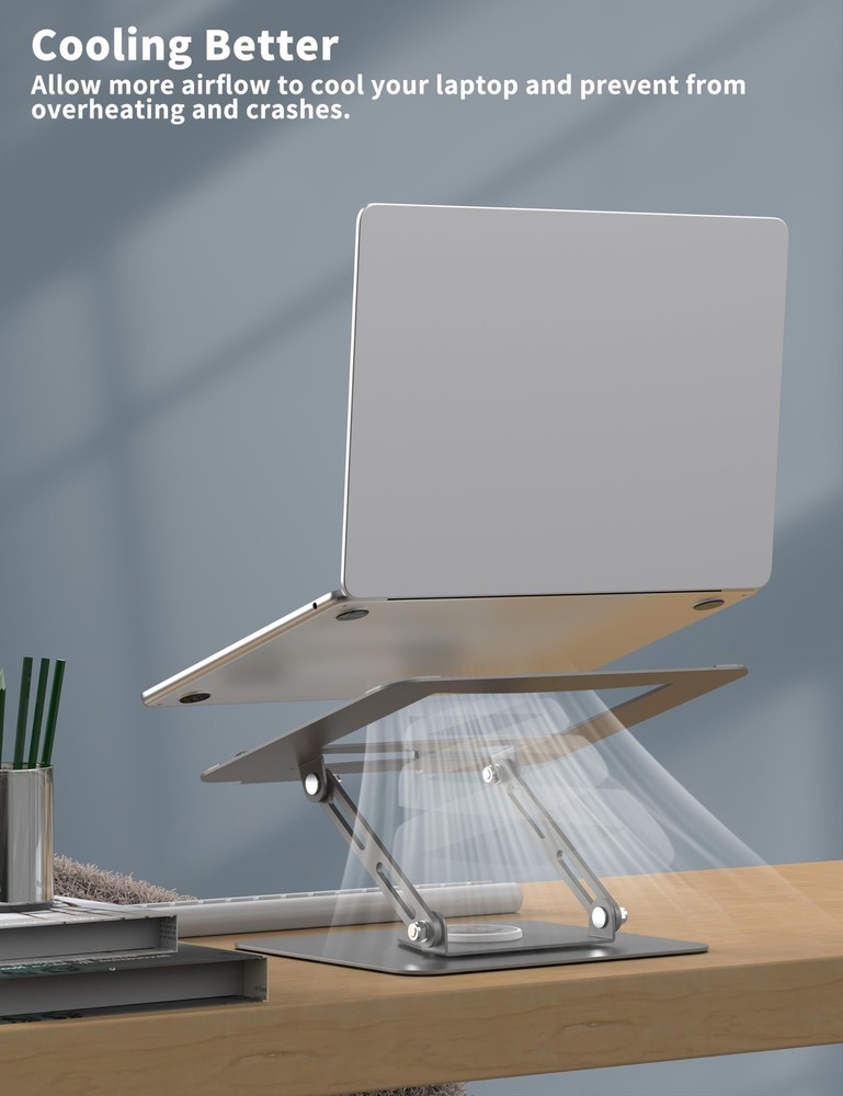 360° Rotating Adjustable Laptop Stand for Desk - Multi-Angle Ergonomic Base  