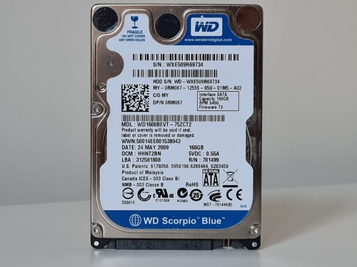 Western Digital Scorpio Blue 160GB 2,5" SATA Interne Laptop Festplatte