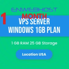 VPS Server Windows 1GB RAM Unmetered Transfer Location US - 1 Month