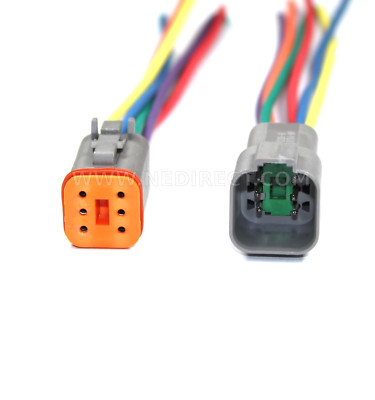 12 AWG Assembled Deutsch 6 Pin waterproof  6'' wire kit