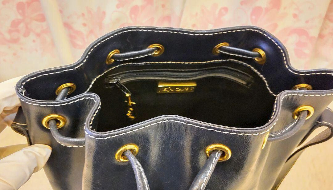 Borsa a tracolla Yves Saint Laurent blu navy vera pelle tipo secchiello rara