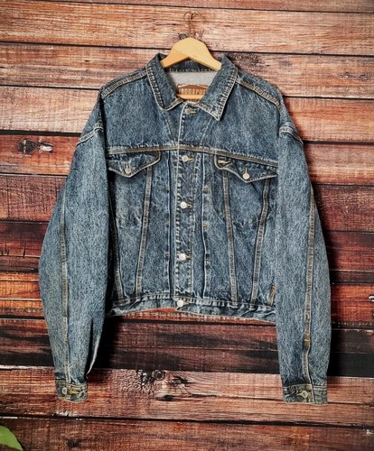 Jordache Basics Jacket Large Denim Jean Blue Acid Wash Retro 80's Rare Vintage