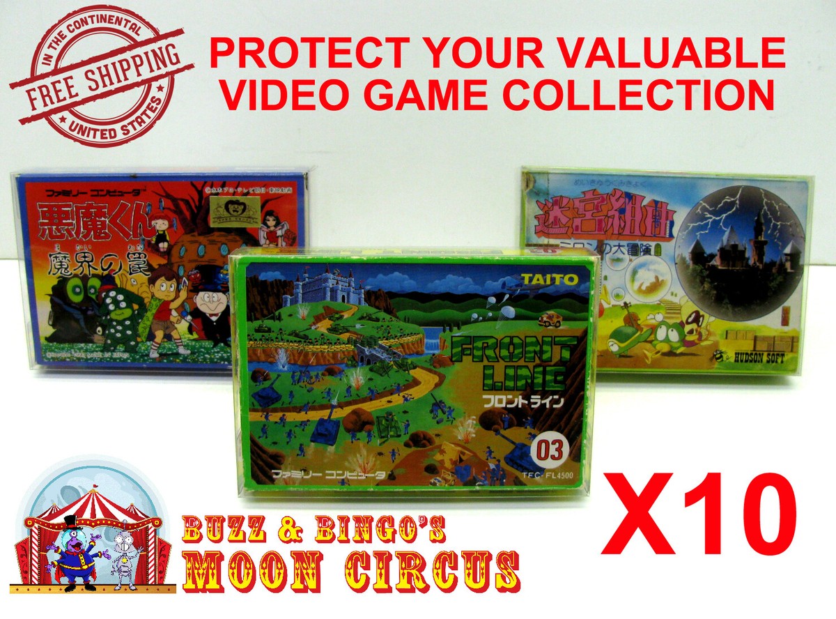 10X NINTENDO FAMICOM MEDIUM CIB GAME - CLEAR PLASTIC PROTECTIVE