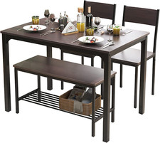 Rustic Oak 4-Piece Dining Table Set for 4 - Ideal for Small Spaces