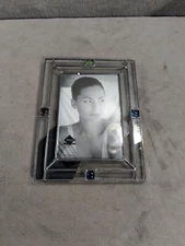 Fetco Glass & Pewter 4" x 6" Frame Silver Finish With Colored Beads