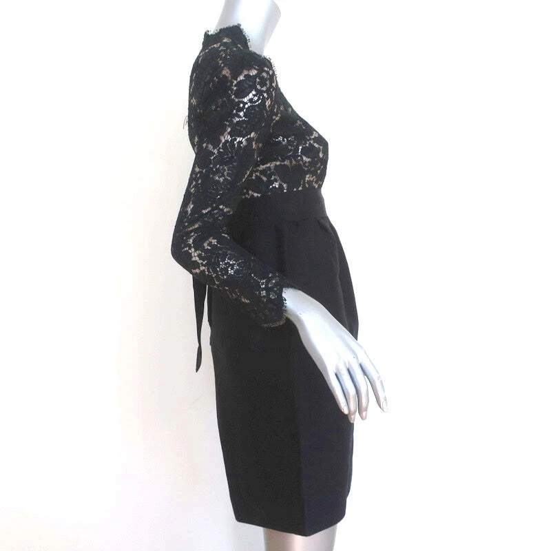 Mini Vestido Stella McCartney Manga Larga Negro Encaje y Seda Cruda Talla 40 Foto 4 de 4