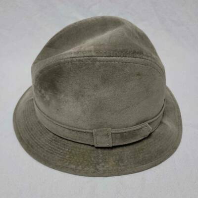 Young An Mens Fedora Hat Gray Brushed Cotton Blend Fitted Headgear Vintage M
