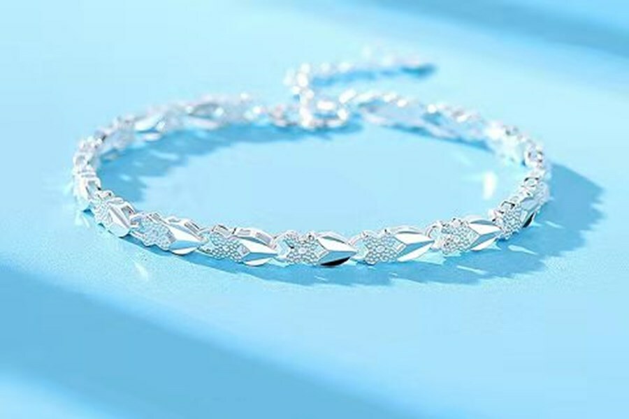 Solid 999 Sterling Silver Women's Clover Bracelet & With