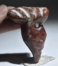 2.8'' China Hongshan culture Old Jade Carving Insect cicada face Amulet Pendant