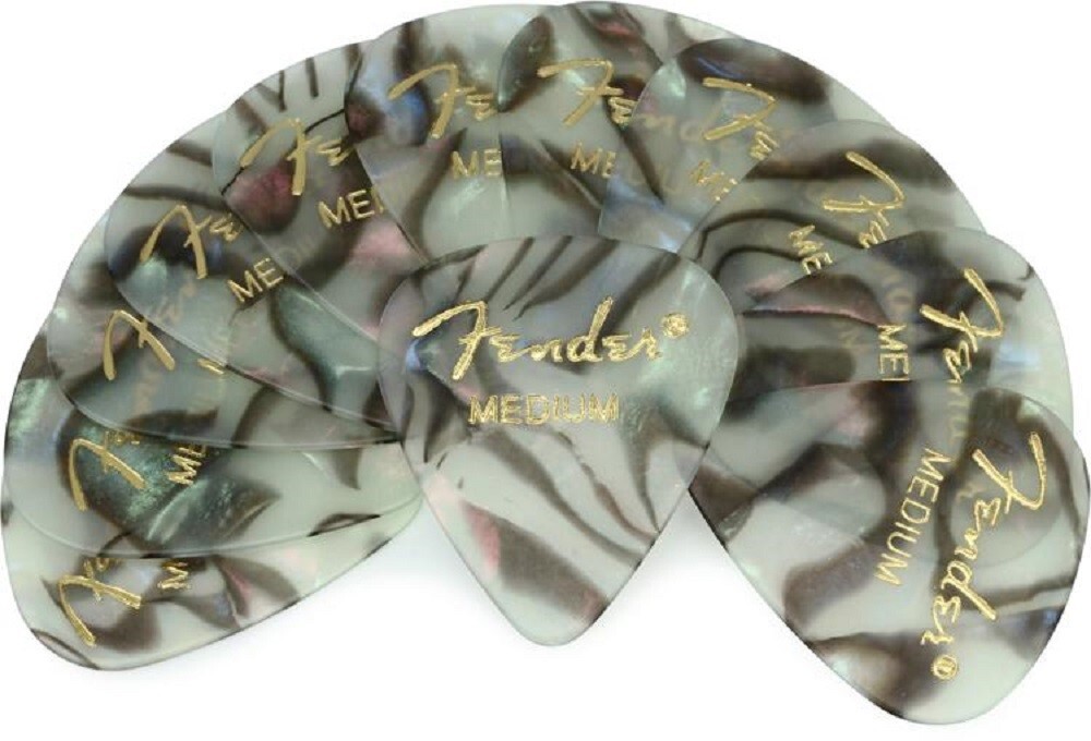 NEW Fender 351 Premium Celluloid Guitar Picks (12), Medium, ABALONE 198-0351-857