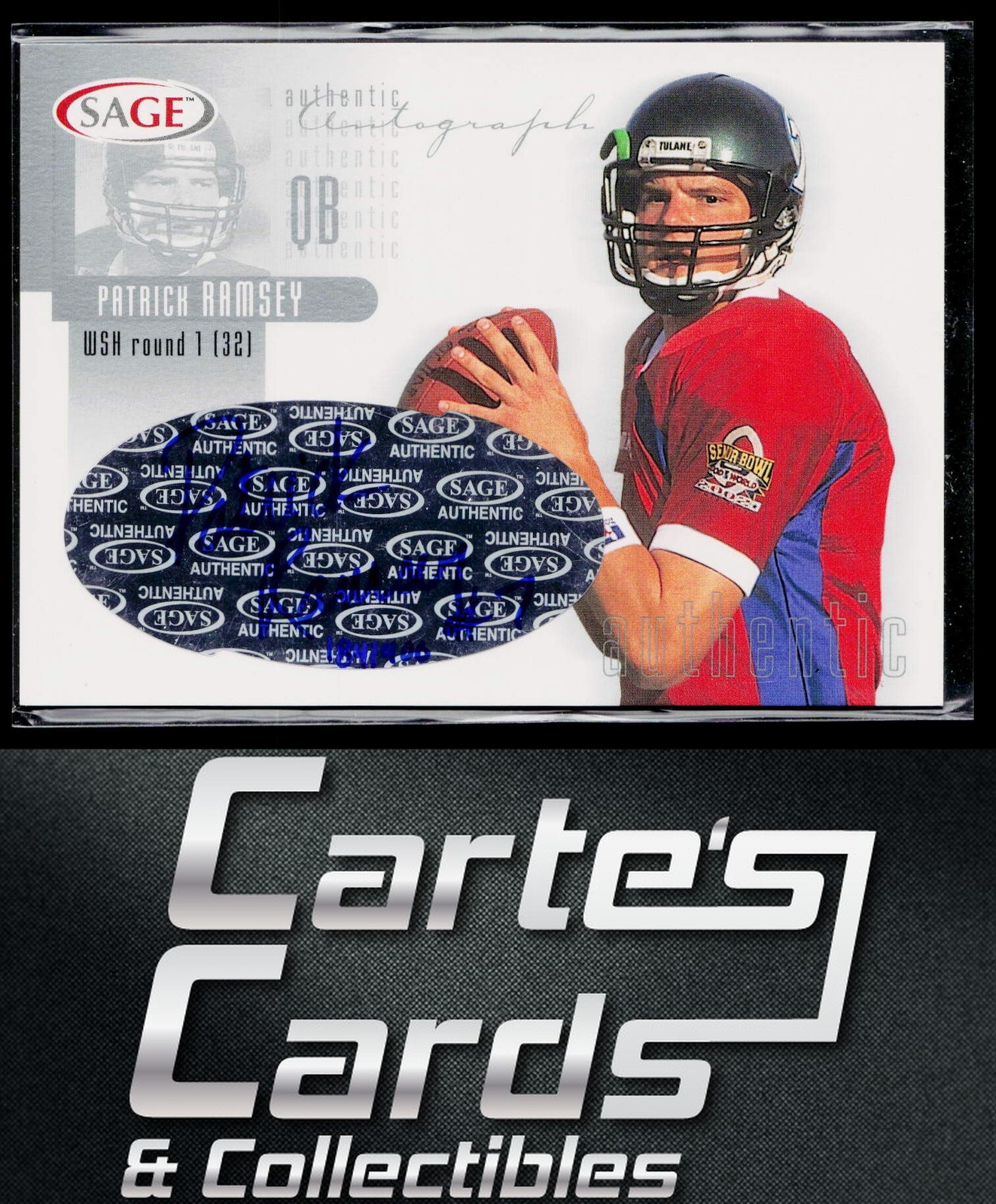 Patrick Ramsey 2002 SAGE #A33 Autographs Silver Tulane Green Wave 184/400