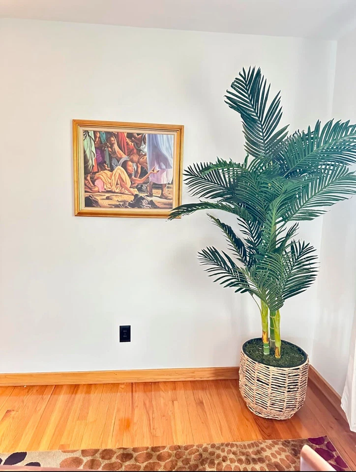 6.5’ Triple Trunk Golden Cane Artificial Palm Tree Home Decor. - Image 4 of 4