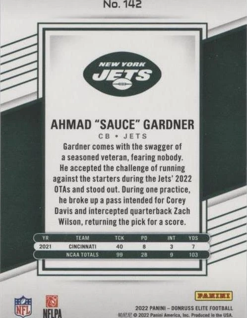 2022 Panini Donruss Elite Ahmad Gardner #142