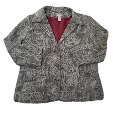 Chico s Womens Size 2 Metallic Paisley Print Wool Blend Jacket Blazer.