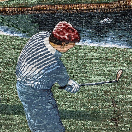 Golf Wall Hanging Decor Tapestry Golfing Club House Old Money 26" Square Read - Picture 4 of 7