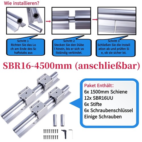 Guía lineal SBR16/20 carril deslizante + bloques de rodamientos SBR16/20UU + conector CNC - Imagen 17 de 28