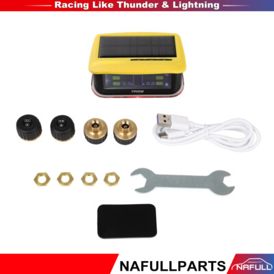 Yellow RV Tire Pressure Sensor 1PC TPMS Solar Monitor 4pc Sensors W/Alarm Modes