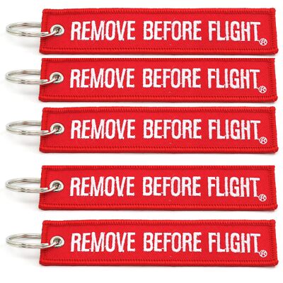 	Remove Before Flight Key Chain - 5 Pack Red with White Letters - Rotary13B1	