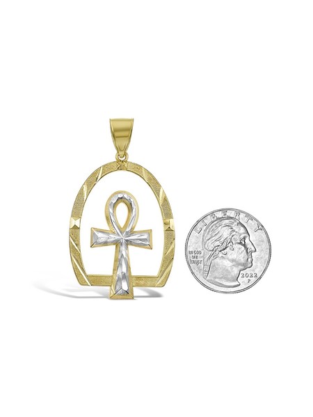 Alternate view of Egyptian Ankh Cross Pendant 10k Yellow Gold Mens Charm Inch