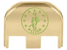 NDZ Brass Back Plate for Glock Gen 5 17 19 20 22 23 26 34 45 Green Engravings