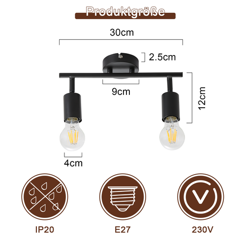 Deckenlampe Spotleuchte Deckenleuchte 350° Lampe 1-6 Flammig Flur Wohnzimmer E27 - Bild 3 von 28