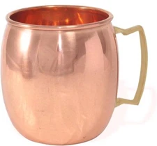 Pure Copper Plain Moscow Mule Cocktail, Beer Mug - 16 oz With Brass Handle Cup
