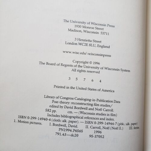 Post-Theory : Reconstructing Film Studies, David Bordwell & Noel Carroll, 1966 - Imagen 2 de 18