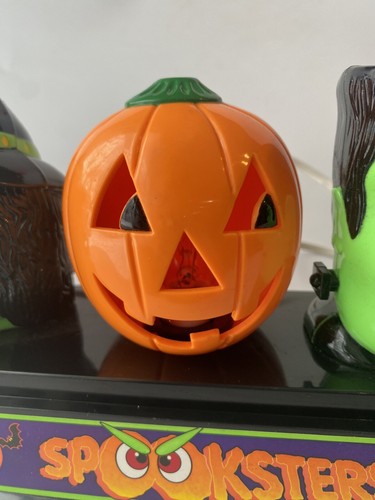Vintage SPOOKSTERS Blinking Halloween Decoration Witch JOL Frankenstein Hilco - Picture 5 of 12