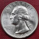 1946 S Washington Quarter BU UNC BRILLIANT UNCIRCULATED + CHEST FEATHERS #84860
