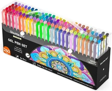 260 Pack Gel Pens Set, 130 Colors with 130 Refills for Adults Coloring Books Dra