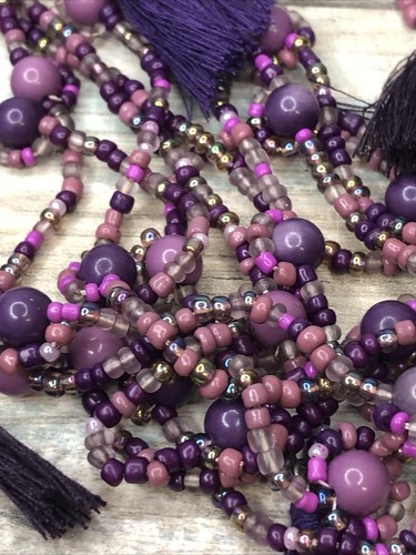 C1946 Purple Tassel Necklace Multi-strand Ethnic Silver Extender lobster clasp - Picture 2 of 8