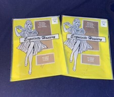 Lot of 2 Pr Vintage 1950s Exquisite Hosiery Nylons Stockings 8-1/2 Taupetone NOS