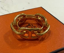 Hermes Chain Chaine Gold Scarve Ring Used Authentic Jewelry