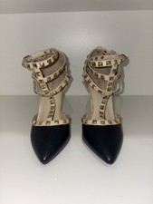 Womens Slingbacks Mid High Heels Pointy Toe Shoes Kitten Heel Pumps