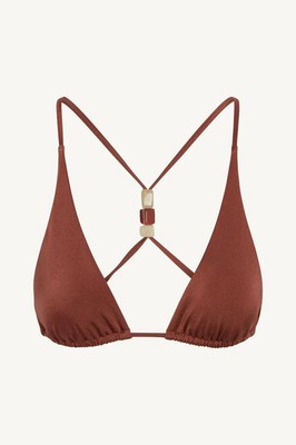 Terra Halter Triangle Top-Red Ochre EcoShimmer-removable offer optional coverage