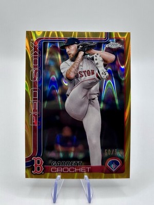 Topps 2025 Chrome Garrett Crochet Gold Wave /50 Boston Red Sox Book End 50/50 