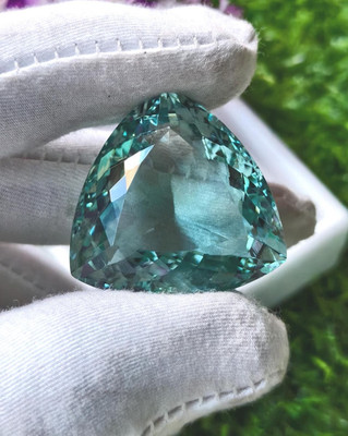 Certified Natural Brazilian 92 Ct Aquamarine Topaz Trillion Cut Loose Gemstone