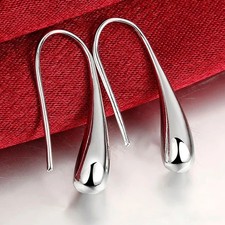 925 Sterling Silver Water Drop Dangle Hook Earrings for Women