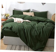 Bedding Duvet Cover Set 100 Full 80"x90" Solid Forest Green No Comforter