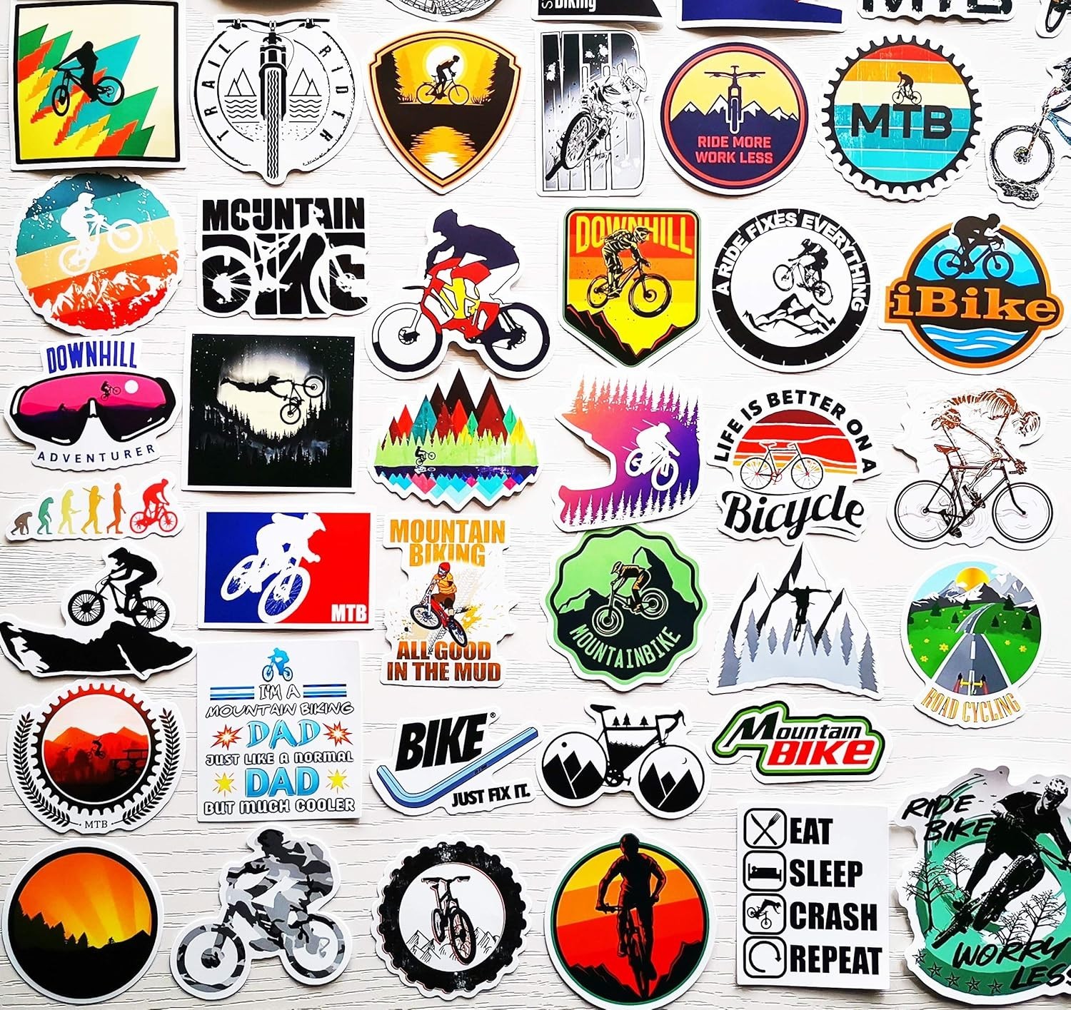 50Pcs Cool MTB Stickers Funny Bicycle Sticker Dirt Bicycle Decals Mountain Bike