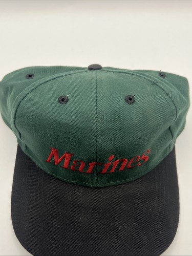 Vintage Marines Hat Cap USMC Corps Green And Black Snapback - Picture 4 of 7