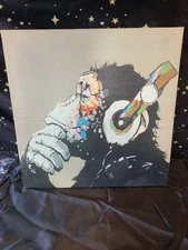  Monkey With Headphones Banksy Graffiti Art Abstract Canvas 
